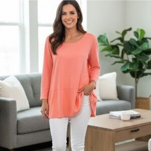 Bryn Walker Coral cotton split hem tunic top size small